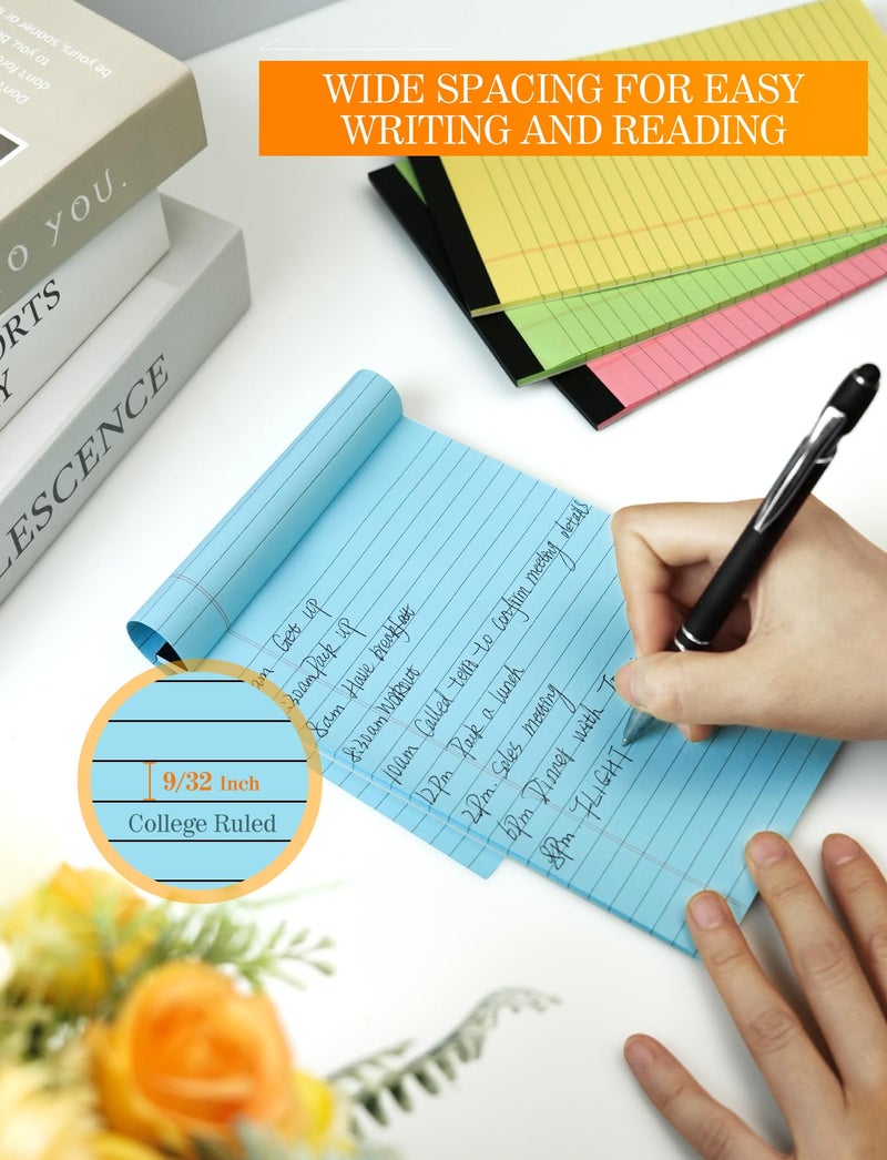 Zaviko Small Legal Pads 5x8 Colored Note Pads, 6 Pack Small Notepads for Work, Pink Notepad 5x8 Mini Legal Pad, Colored Legal Pads 5x8 for Home Office Supplies, Lined Notebook Paper 5x8 Notes, 30 Sheets/Pad - Image 5